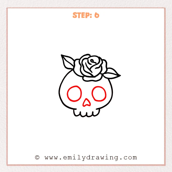 how to draw a rose skull - Step 6